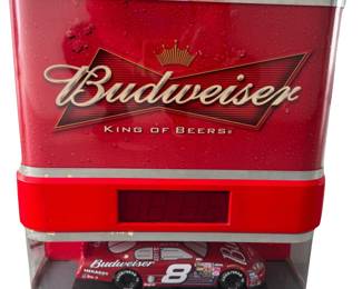 Dale Earnhardt, Jr. Budweiser Beer sign and clock; car in shadow box lights up as does sign