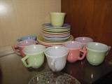 Pretty Pastels Luncheon Set.Cups/Saucers