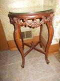 1800's Hand Carved Mahogany Occasional Table with Inlay Top