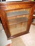 Antique General Store Advertising Mahogany Cabinet Pikes Whetstone . Bottom of Cabinet says Are the Best. Original Glass Pane, Opens from Back with original hardware.