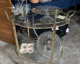 Vintage brass drink cart