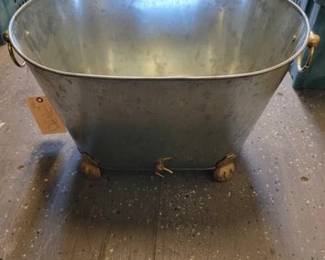5630  Galvanized Steel Wine Tub with Brass Handles