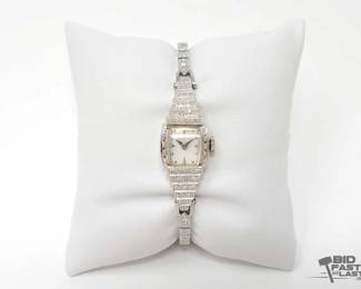 756  Exquisite Vintage 14k White Gold Hamilton Ladies