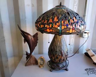 5023  MultiColor Lamp, Wooden Fish  Small Clock
