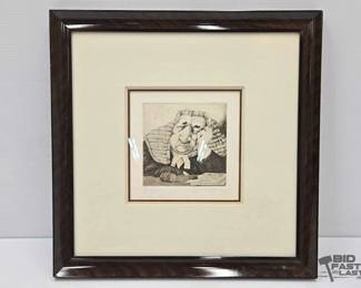 1842  Spider Judge Etching, Charles Bragg Signed