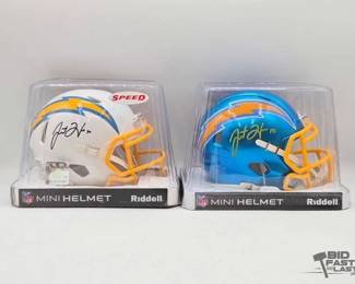 1834  2 Chargers Justin Herbert Signed Riddell Mini