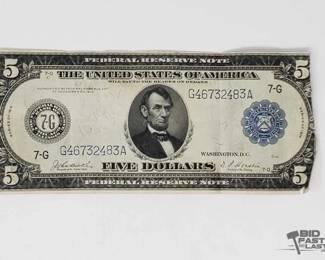 1509  1914 U.S. Blue Seal $5 Federal Reserve Note
