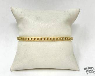 709  14k Yellow Gold Diamond Tennis Bracelet, 10g