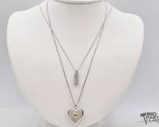 908  Sterling Silver Heart Locket  Diamond Drop