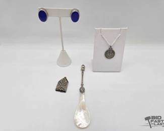 922  Sterling Silver Earrings, Pendant, Spoon and More,