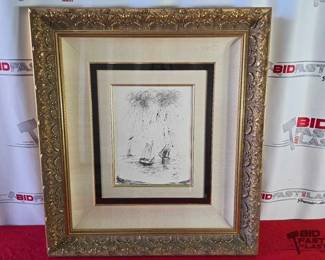 2100  Three Boats Signed Salvadore Dali Framed