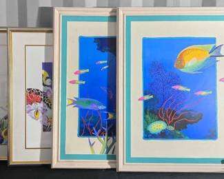 2214  4 Ocean Themed Framed Artwork