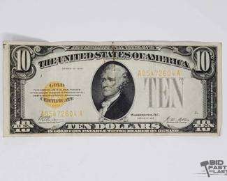 1511  1928 U.S. Gold Certificate $10 Banknote