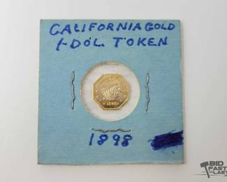 1215  Gold 1898 California $1 Dollar Token