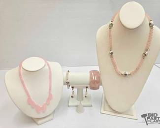1010  Rose Quartz Necklaces, Earrings  Bracelets,