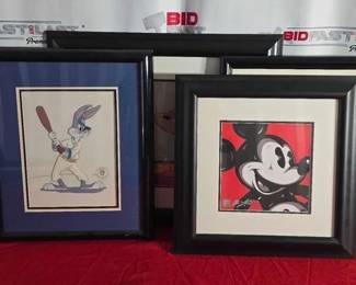 2162  5 Framed Cartoon Character Artworks