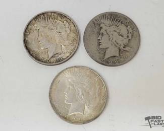 1305  3 Peace $1 Dollar Coins