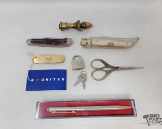 1912  Knives, Pen, Lock  Keys, Scissors and Knob