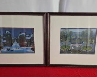 2160  2 Framed Signed Michel Delacroix Lithographs