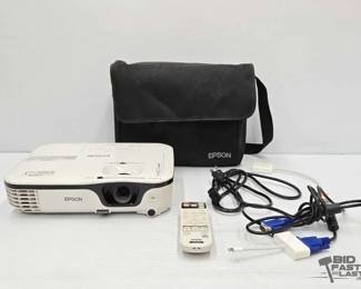 1888  Epson Projector, Remote, Power Cords  Bag