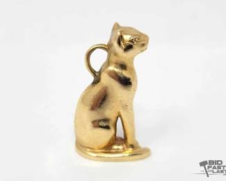 706  14k Yellow Gold Cat Pendant, 23g