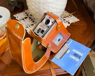 Kodak Brownie Model 2 Movie Camera in original leather case and manual