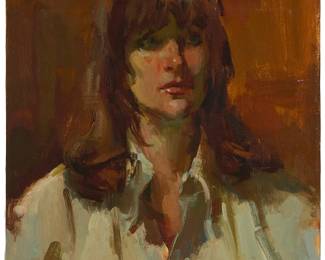 1059
Sergei Bongart
1918-1985
Portrait of a young woman
Oil on canvas
Unsigned
24" H x 20" W
Estimate: $300 - $500