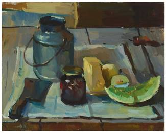1109
Sergei Bongart
1918-1985
Tabletop still life
Oil on canvas
Unsigned
24" H x 30" W
Estimate: $600 - $800