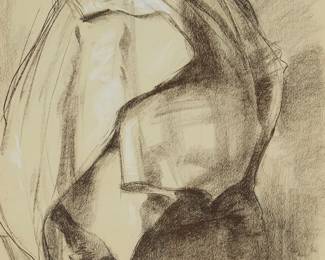 1165
Sergei Bongart
1918-1985
Figure sitting on a stool
Charcoal and white chalk on board
Signed lower right: Sergei Bongart
Sight: 39.5" H x 25.5" W
Estimate: $200 - $300
