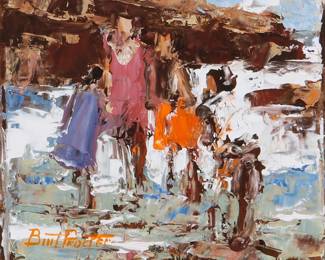 1160
Burt Procter
1901-1980
"A Day at the Coast"
Oil on paper
Signed lower left: Burt Procter; titled on a label affixed to the frame's backing paper
Sight: 4.75" H x 5.75" W
Estimate: $300 - $500