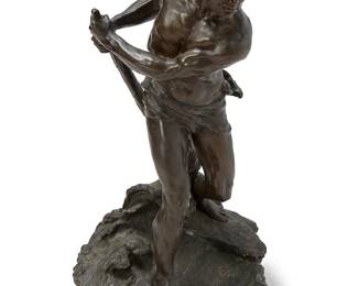 1366
Georges Colin
1876-1917
"The Paddler"
Patinated bronze
Signed in the casting: G. COLIN; further marked: 5823; foundry mark: Bronze Garantiau Titre / C & L Deposee
30.75" H x 18" W x 20" D
Estimate: $700 - $900
