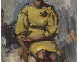 1058
Sergei Bongart
1918-1985
Lady in yellow
Oil on Masonite
Signed lower right: Sergei Bongart
48" H x 36" W
Estimate: $700 - $900