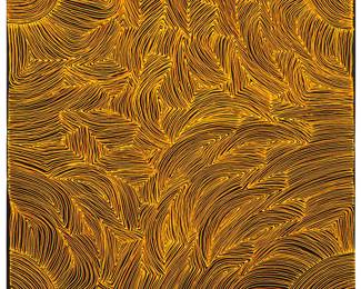 1300
Marcia Turner Petyarre
b. 1973
"Body Paint"
Acrylic on linen
Signed verso: Marcie Turner; titled on a label affixed to the stretcher; inscribed verso: "WEB 20 / Boomerang Art / 5762 / September 6, 2008"
24" H x 24" W
Estimate: $300 - $500