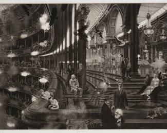 1237
Peter Milton
b. 1930
"Points of Departure II: Nijinsky Variations," 1996
Resist-ground etching and engraving on wove paper
Edition: 80/175
Signed, titled, dated, and inscribed in pencil in the lower margin: Points of Department[sic] / 80/175 / Nijinsky Variations / Peter Milton 96"
Plate: 23.25" H x 37.5" W; Sight: 25" H x 38.75" W
Estimate: $500 - $700