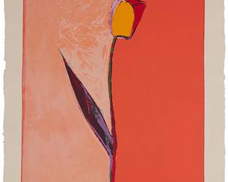 1193
Fritz Scholder
1937-2005
Tulip, 1983
Lithograph in colors on wove paper
Edition: 23/60
Signed and numbered in pencil in the lower margin: Scholder; with the Houston blindstamp in the lower right margin corner
Image: 34" H x 24" W; Sheet: 40" H x 29" W
Estimate: $1,000 - $1,500