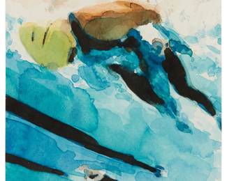 1179
Tom Fabritius
b. 1972
Swimmers, 2003
Watercolor on paper
Signed and dated in pencil on the verso of the lower edge, at center: Tom Fabritius 2003
Image/Sheet: 4.75" H x 4.75" W
Estimate: $400 - $600