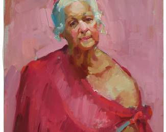 1074
Sergei Bongart
1918-1985
Woman in a red shawl
Oil on canvas
Unsigned
28" H x 22" W
Estimate: $300 - $500