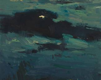 1096
Sergei Bongart
1918-1985
Abstract blue landscape
Oil on canvas
Signed upper left: S. Bongart
22" H x 24" W
Estimate: $500 - $700