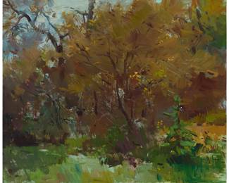 1090
Sergei Bongart
1918-1985
Forest scene
Oil on Masonite
Unsigned
30" H x 36" W
Estimate: $600 - $800