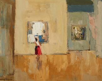 1144
Mischa Kallis
1903-1987
Female figure at a gallery
Oil on canvas
Signed lower left: Mischa Kallis
14.25" H x 18" W
Estimate: $500 - $700