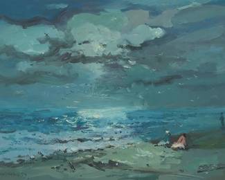 1046
Constantine Cherkas
1919-2011
Figures on the beach, 1959
Oil on canvas
Signed and dated lower left: "Constantine. 59."
34" H x 36" W
Estimate: $500 - $700