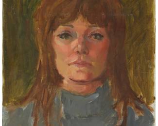 1068
Sergei Bongart
1918-1985
Portrait of a woman
Oil on canvas
Unsigned
18" H x 15" W
Estimate: $200 - $300