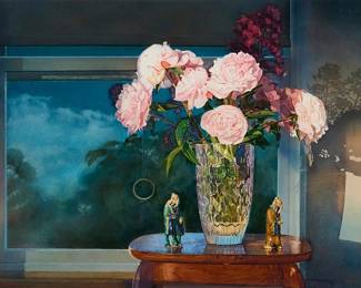 1103
Britton M. Francis
1947-2008
Still life with peonies
Watercolor on paper
Signed lower left: Britton M. Francis
Sight: 19.5" H x 27" W
Estimate: $500 - $700