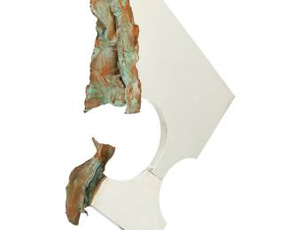 1445
Gary Slater
b. 1947
"Durango IX"
Stainless steel and copper
Edition: 2/6
Signed, titled, and numbered: Gary Slater; with tag to underside: Elaine Horwitch Galleries
Overall: 31.5" H x 21.5" W x 10.25" D
Estimate: $500 - $800