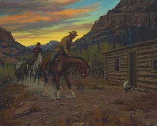 1128
Leo Beaulaurier
1911-1984
"Squatters Rights"
Oil on canvas
Signed lower right: L. Beaulaurier; titled by repute
24" H x 30" W
Estimate: $200 - $300