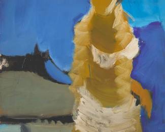 1152
Shirley Rousseau Murphy
b. 1928
Standing woman in a bikini, 1958
Oil on canvas
Signed and dated lower left: Rousseau Murphy 58
38" H x 30" W
Estimate: $300 - $500