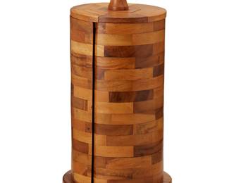1458
Late 20th century
A Modern turned wood paper towel dispenser
Unmarked
16.5" H x 8" Dia.
Estimate: $200 - $400