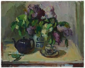 1110
Sergei Bongart
1918-1985
Still life with teapot
Oil on canvas
Unsigned
24" H x 30" W
Estimate: $600 - $800