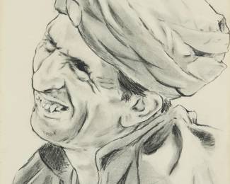1171
Peter Richard Walker
b. 1946
Portrait of a smiling man, 1976
Charcoal on paper
Signed and dated in pencil, lower right: Peter Walker / 76
Sight: 20" H x 14" W
Estimate: $200 - $300
