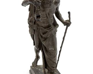 1369
After Eugène Marioton (1857-1933)
A French patinated bronze figure of Diogene, 20th century
Marked in the casting: Marioton S; foundry mark: E. Colin & Cie / Paris
21.5" H x 10.5" W x 12" D
Estimate: $400 - $600